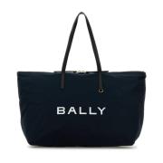 Bally Stilig Navy Blå Tyg Shoppingväska Blue, Dam