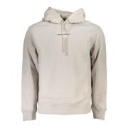 Calvin Klein Grå hoodie med broderi och tryck Beige, Herr