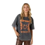 Refined Department Oversized T-shirt med Konstverk Black, Dam