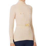 Elisabetta Franchi Stiliga Sweater Kollektion Beige, Dam