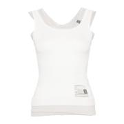 Mihara Yasuhiro Vit Stickad Tanktopp Lagerstil White, Dam