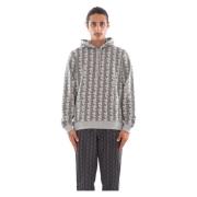 Lacoste Grafisk Fleece Hoodie Monogram Stil Gray, Herr