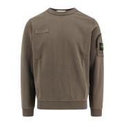 Stone Island Bomullsweatshirt med ikonisk lapp Green, Herr