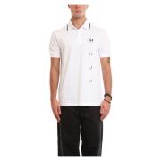 Fred Perry Patch Polo Shirt i Vit White, Herr