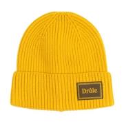 Drole de Monsieur Stickad Beanie Mössa med Vik Yellow, Herr