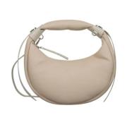 Hogan Mini Hobo Väska i Elfenben Nappa Läder Beige, Dam