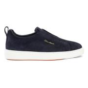 Santoni Suede Slip-On Sneaker Blue, Herr