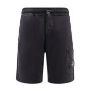 Stone Island Bomull Bermuda Shorts med Justerbar Dragsko Black, Herr