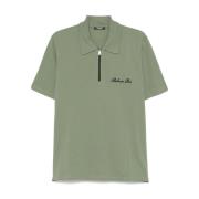 Balmain Khaki Zip Polo Kortärmad Skjorta Green, Herr