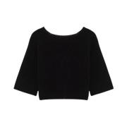 Roy Roger's Alpaca Reverse Cardigan V-Neck Jewel Button Black, Dam