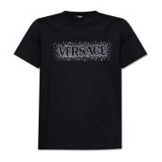 Versace T-shirt med skimrande kristaller Black, Dam