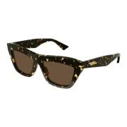 Bottega Veneta Geometriska acetatsolglasögon med metallränder Black, U...