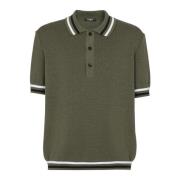 Balmain Polo skjorta i ull och linne med monogram Green, Herr