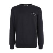 Eleventy Giza Cotton Crewneck Sweatshirt Black, Herr