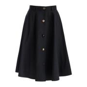 Moschino A-linje Bomull Poplin Midi Kjol Black, Dam