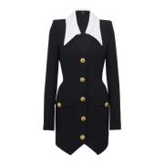 Balmain Strukturerad Kort Klänning Black, Dam