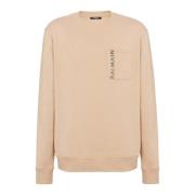 Balmain Laminerad Sweatshirt Beige, Herr