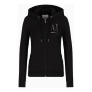 Armani Exchange Huvtröja med dragkedja Black, Dam