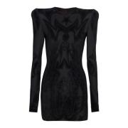 Balmain Jersey Kort Klänning Black, Dam