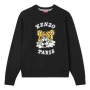 Kenzo Svart Broderad Sweatshirt Unisex Mjuk Black, Dam