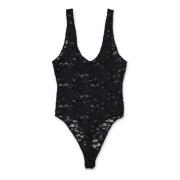 Anine Bing Svart Spets Bodysuit Damunderkläder Black, Dam