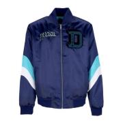 Dolly Noire Navy Satin Bomber Jacket Men's Blue, Herr