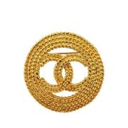 Chanel Vintage Pre-owned Tyg broscher Yellow, Dam