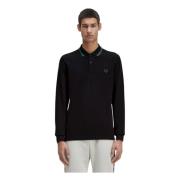 Fred Perry Långärmad polo med dubbel rand Black, Herr