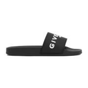 Givenchy Svarta Gummilogo Sandaler Black, Herr