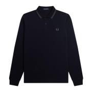 Fred Perry Långärmad polo med dubbel rand Blue, Herr