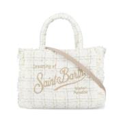 Saint Barth Ivory Tyg Handväska med Fransar Beige, Dam