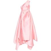 Solace London Rosa Satin Enaxlad Klänning Pink, Dam