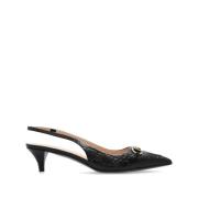 Gucci Svart klack slingback med metallspänne Black, Dam