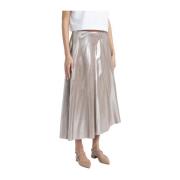 Peserico Asymmetrisk midi kjol i silverlaminerad twill Brown, Dam