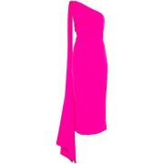 Solace London Magenta Rosa One-Shoulder Klänning med Halsduk Pink, Dam