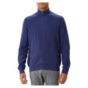 Polo Ralph Lauren Navy Heather Stickad Halv Zip Tröja Blue, Herr