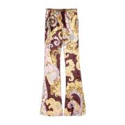 Etro Beige Sammet Byxor Abstrakt Mönster Utställd Multicolor, Dam