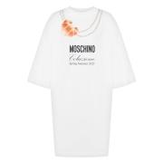 Moschino Vit Klänning med Logotyptryck White, Dam