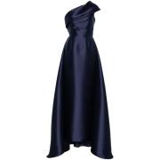 Solace London Navy Blue One-Shoulder Klänning Blue, Dam