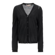 Marni Ull Silke Blandning V-ringad Kofta Black, Dam