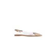 Alaïa Beige Patentläder Hjärta Slingback White, Dam