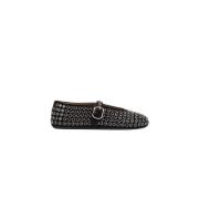 Alaïa Svarta mockaballerinaskor med strass Black, Dam