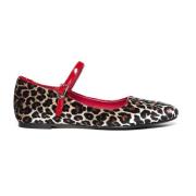 L'arianna Leopard Sammet Röd Rem Klackar Multicolor, Dam