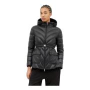 Moncler Quiltad huva dunjacka med bälte Black, Dam