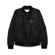 Valentino Svart Bomberjacka Ribbstickad nederkant Black, Herr