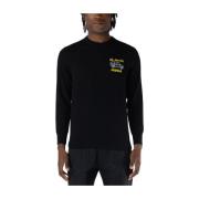 MC2 Saint Barth Blå Crewneck Tröja med Framlogotyp Black, Herr