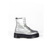 Dr. Martens Metalliska Läderplattform Stövlar Gray, Herr