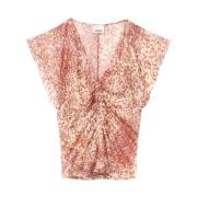 Isabel Marant Sammet Burnout Top i Ljus Röd/Ecru Red, Herr