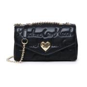 Love Moschino Svart Ecoleather Axelväska Klaffstängning Black, Dam