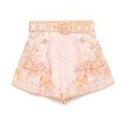 Zimmermann Rosa linne shorts med veckade detaljer Pink, Dam